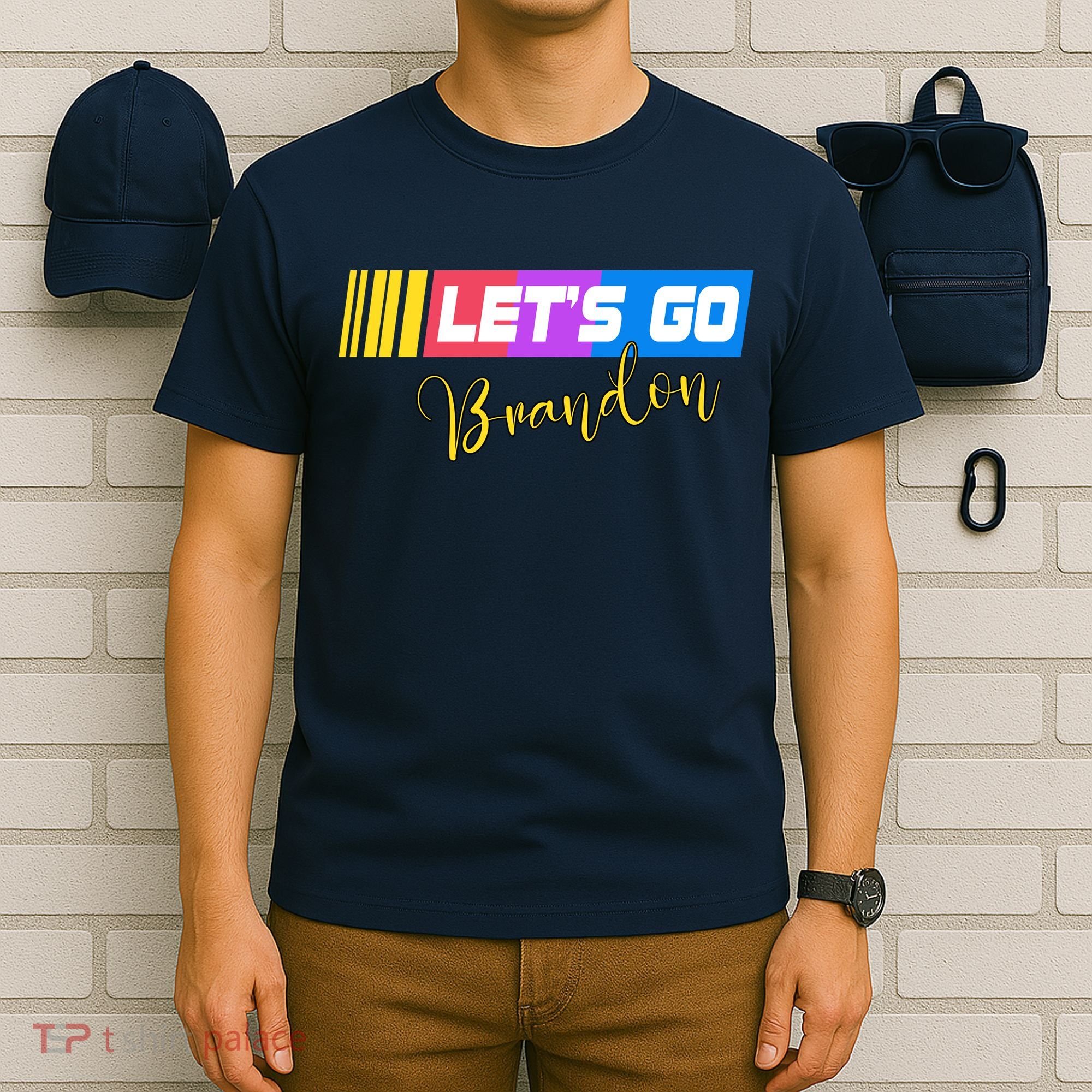 FJB Let's Go Brandon Anti Biden Chant Racing Logo T-Shirt