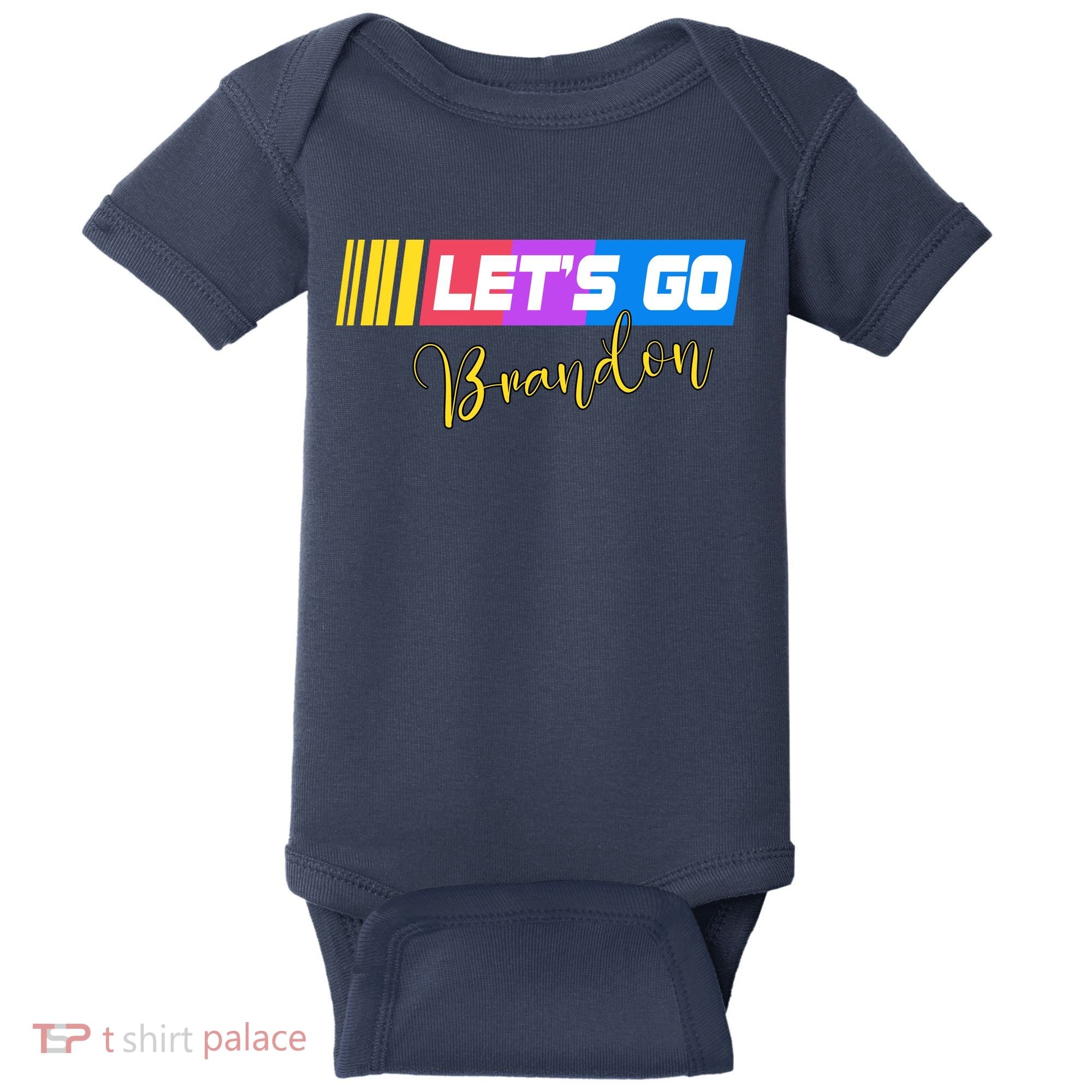 FJB Let's Go Brandon Anti Biden Chant Racing Logo Baby Bodysuit