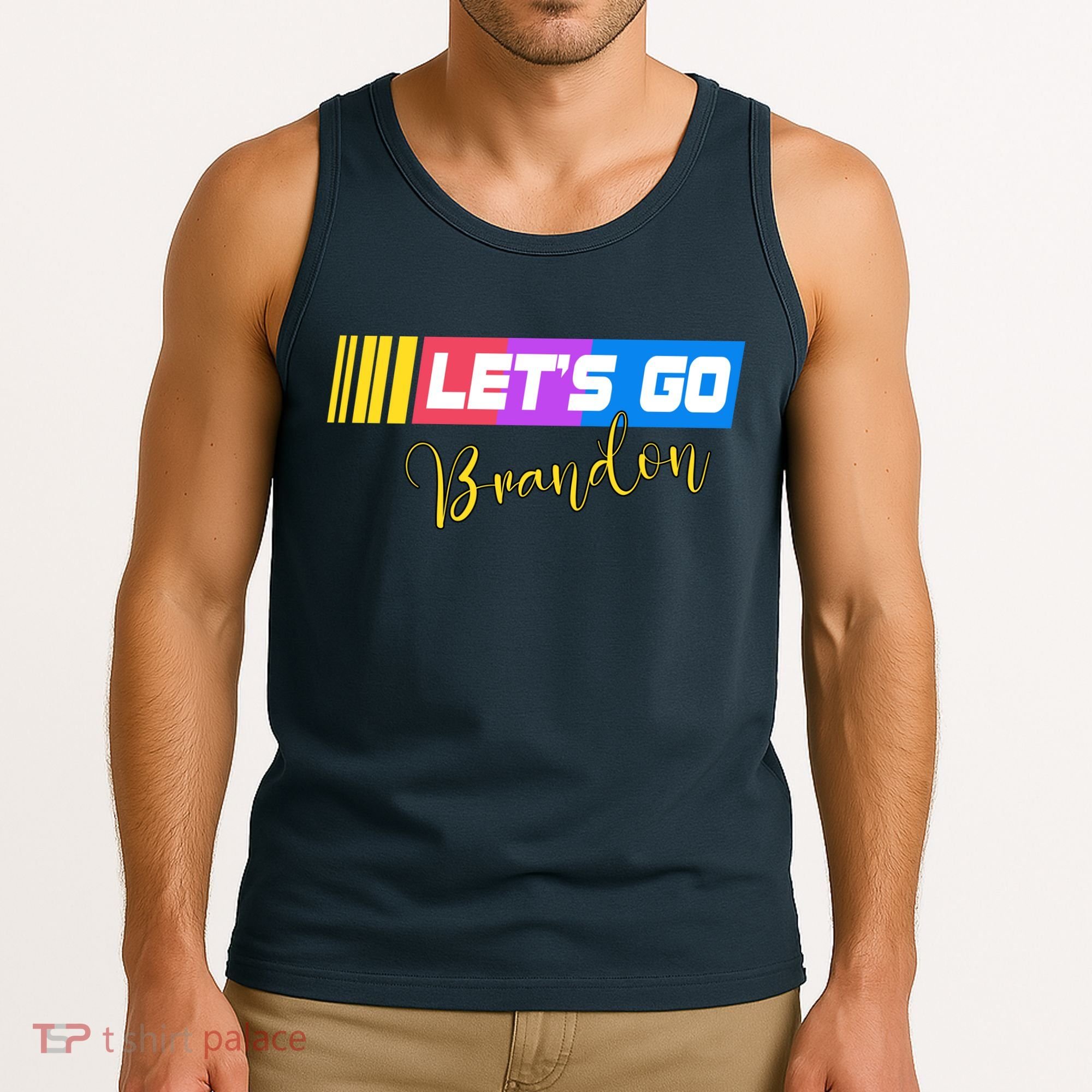 FJB Let's Go Brandon Anti Biden Chant Racing Logo Tank Top