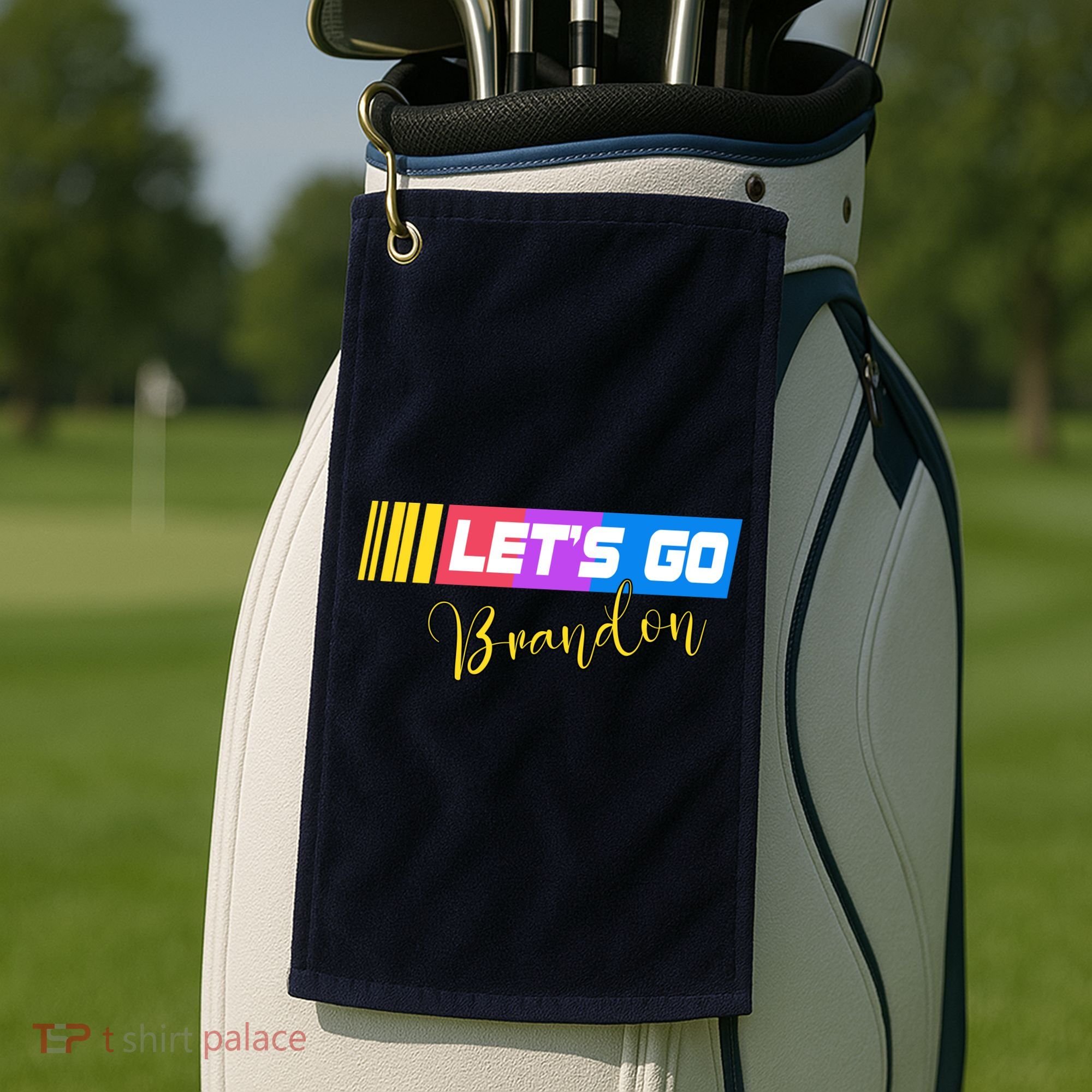 FJB Let's Go Brandon Anti Biden Chant Racing Logo Golf Towel