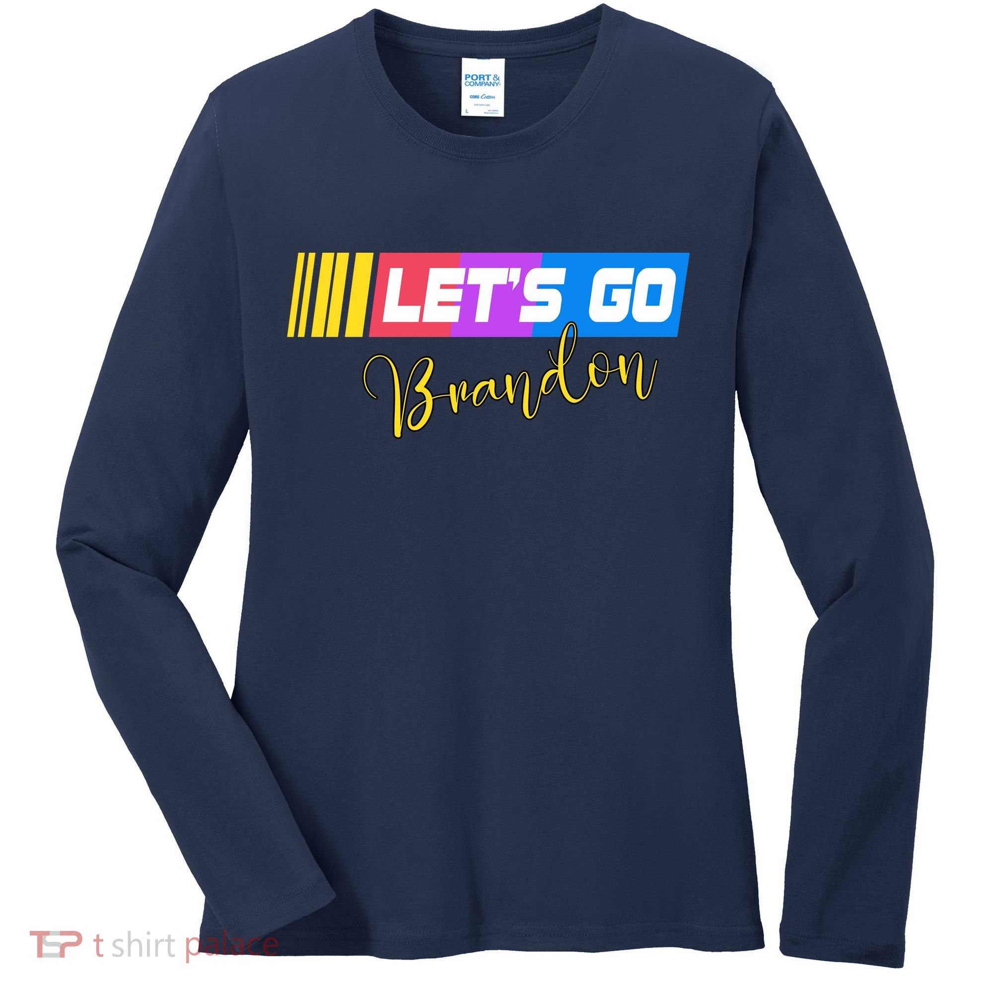 FJB Let's Go Brandon Anti Biden Chant Racing Logo Women's Long Sleeve Shirt