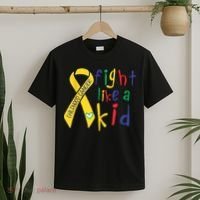Fight Like Gold Ribbon Childhood Cancer Awareness T-Shirt thumb 2