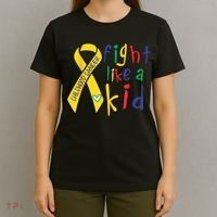 Fight Like Gold Ribbon Childhood Cancer Awareness T-Shirt thumb 4