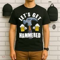 Funny Lets Get Hammered Drunk Hammer Beer Lover T-Shirt thumb 6