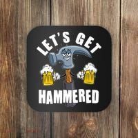 Funny Lets Get Hammered Drunk Hammer Beer Lover Coaster thumb 0