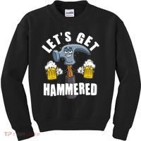 Funny Lets Get Hammered Drunk Hammer Beer Lover Kids Sweatshirt thumb 0