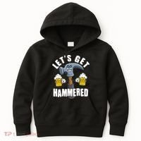Funny Lets Get Hammered Drunk Hammer Beer Lover Kids Hoodie thumb 0