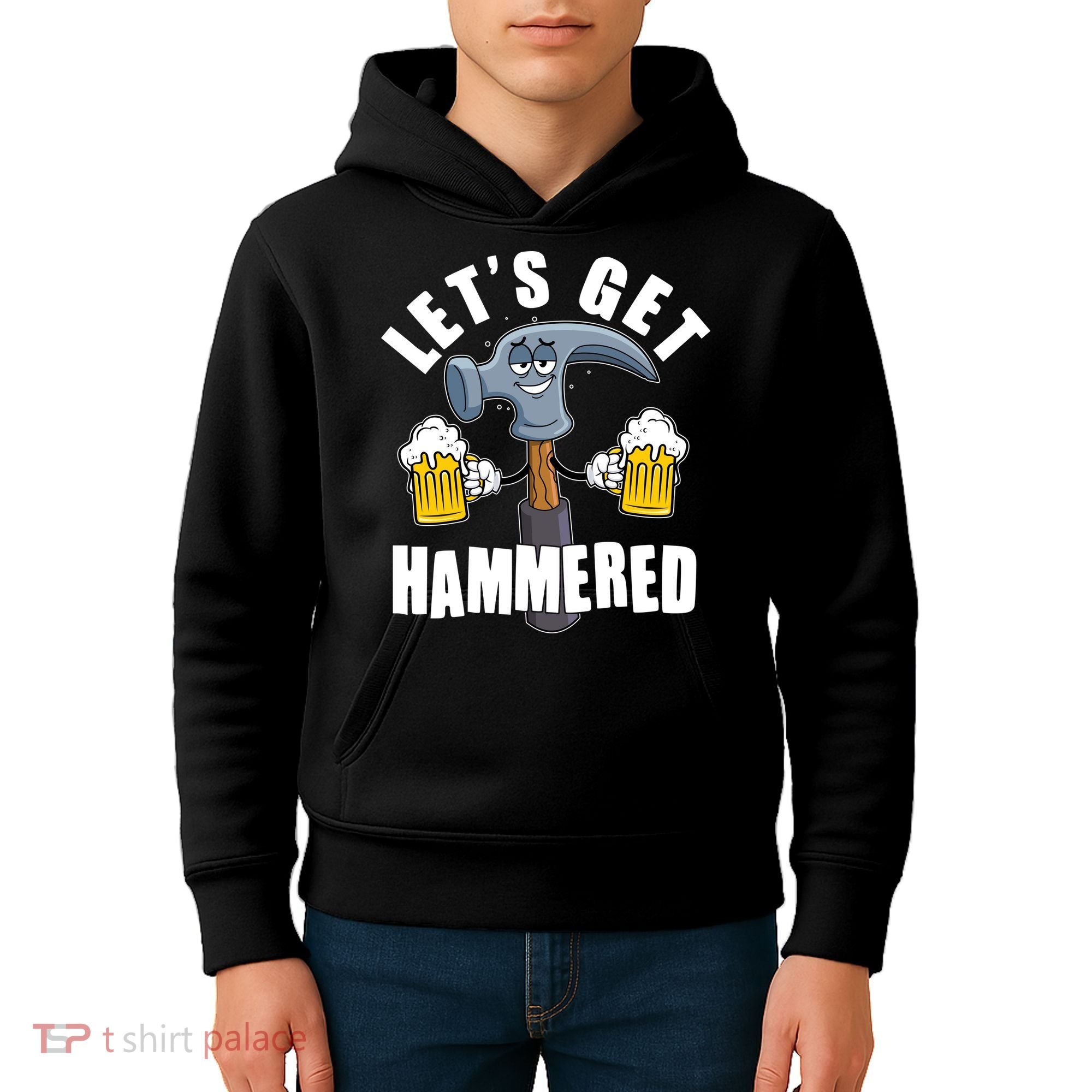 Funny Lets Get Hammered Drunk Hammer Beer Lover Kids Hoodie