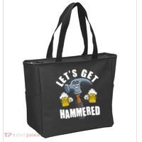 Funny Lets Get Hammered Drunk Hammer Beer Lover Tote Bag thumb 2