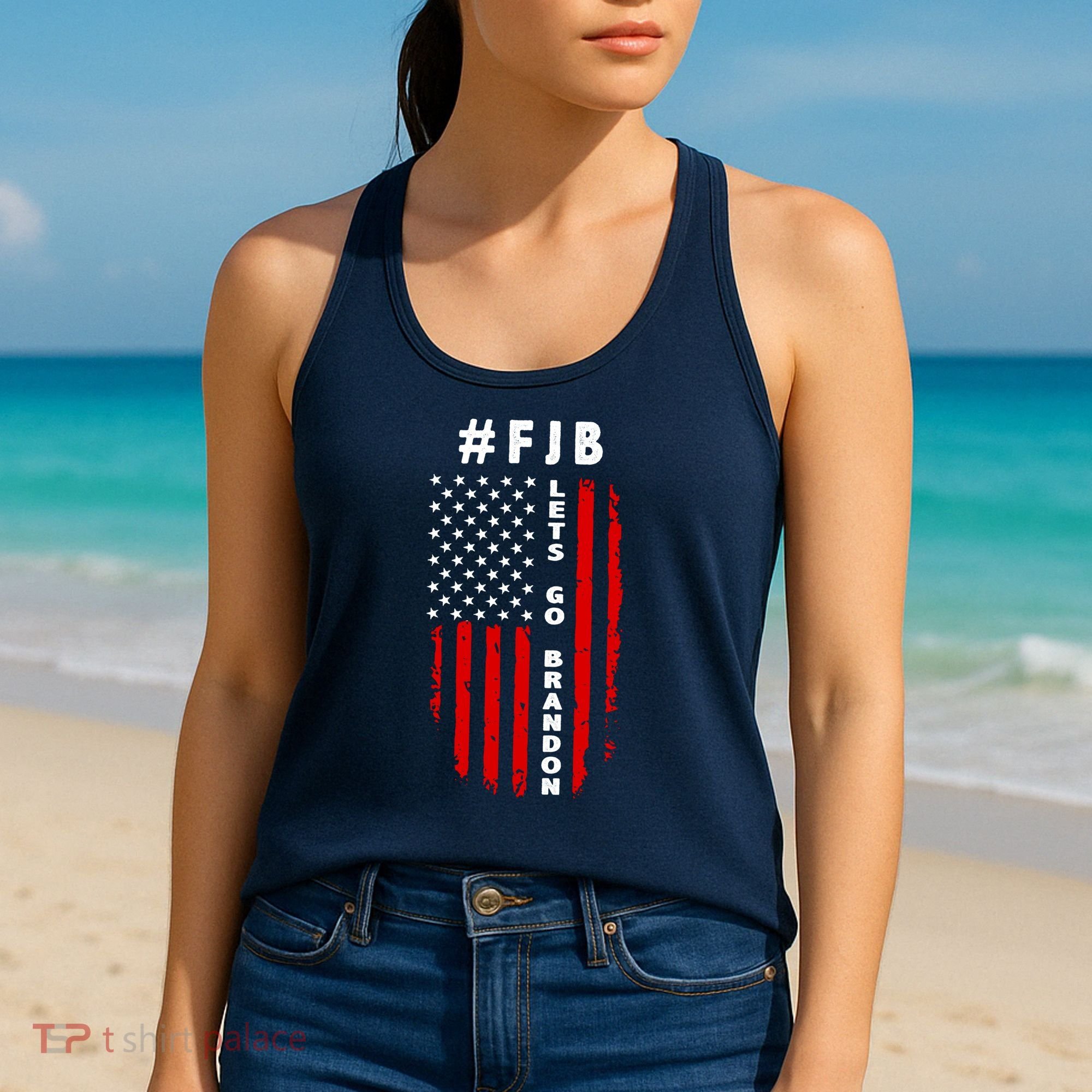 FJB Let's Go Brandon American Flag Women's Tank Top