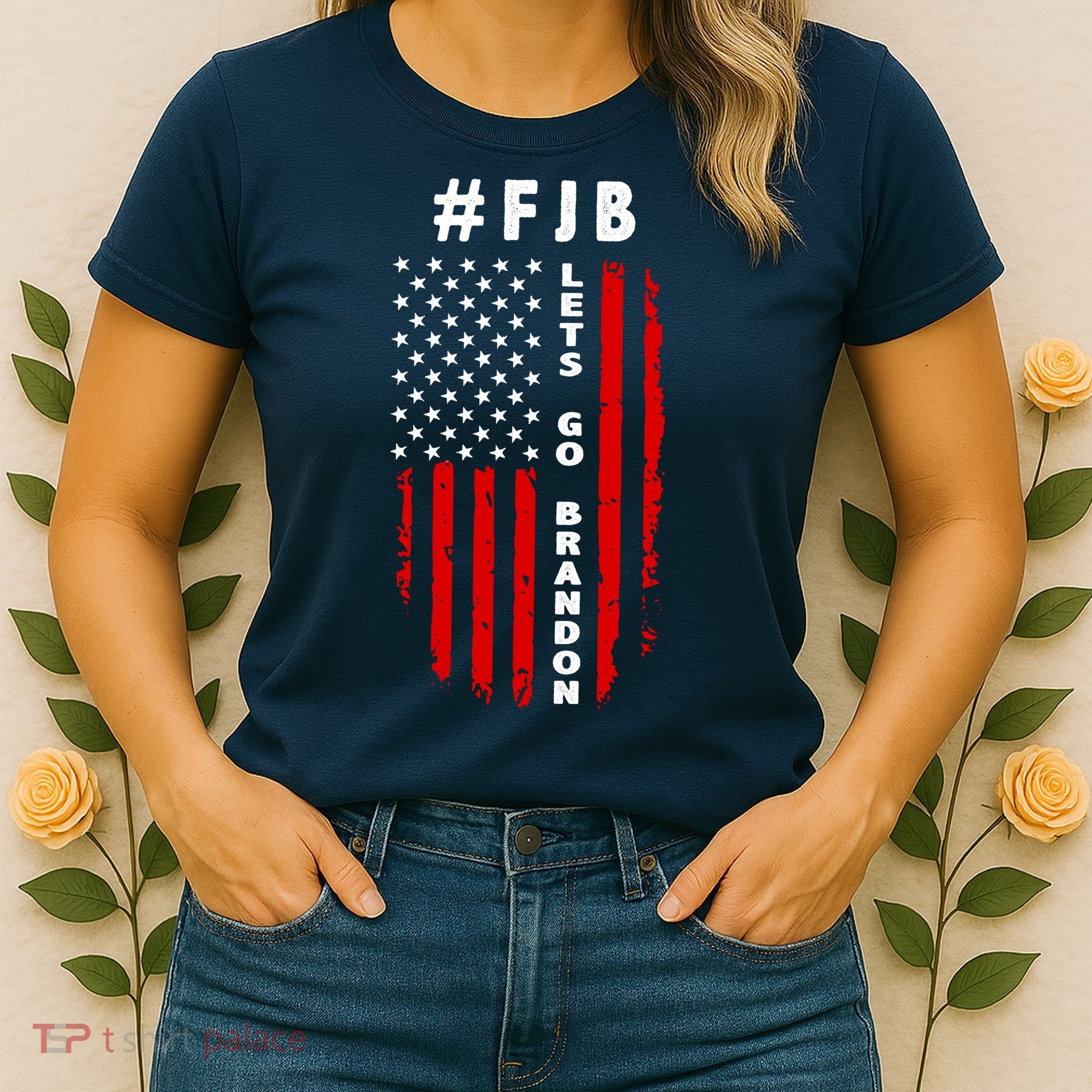 FJB Let's Go Brandon American Flag Women's T-Shirt