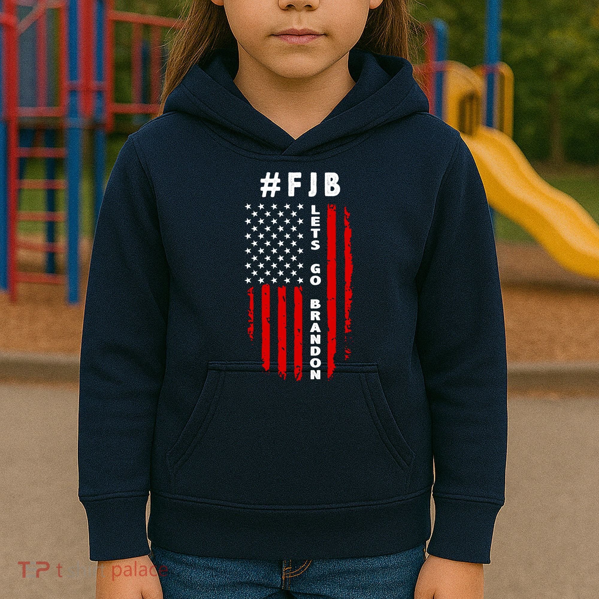 FJB Let's Go Brandon American Flag Kids Hoodie