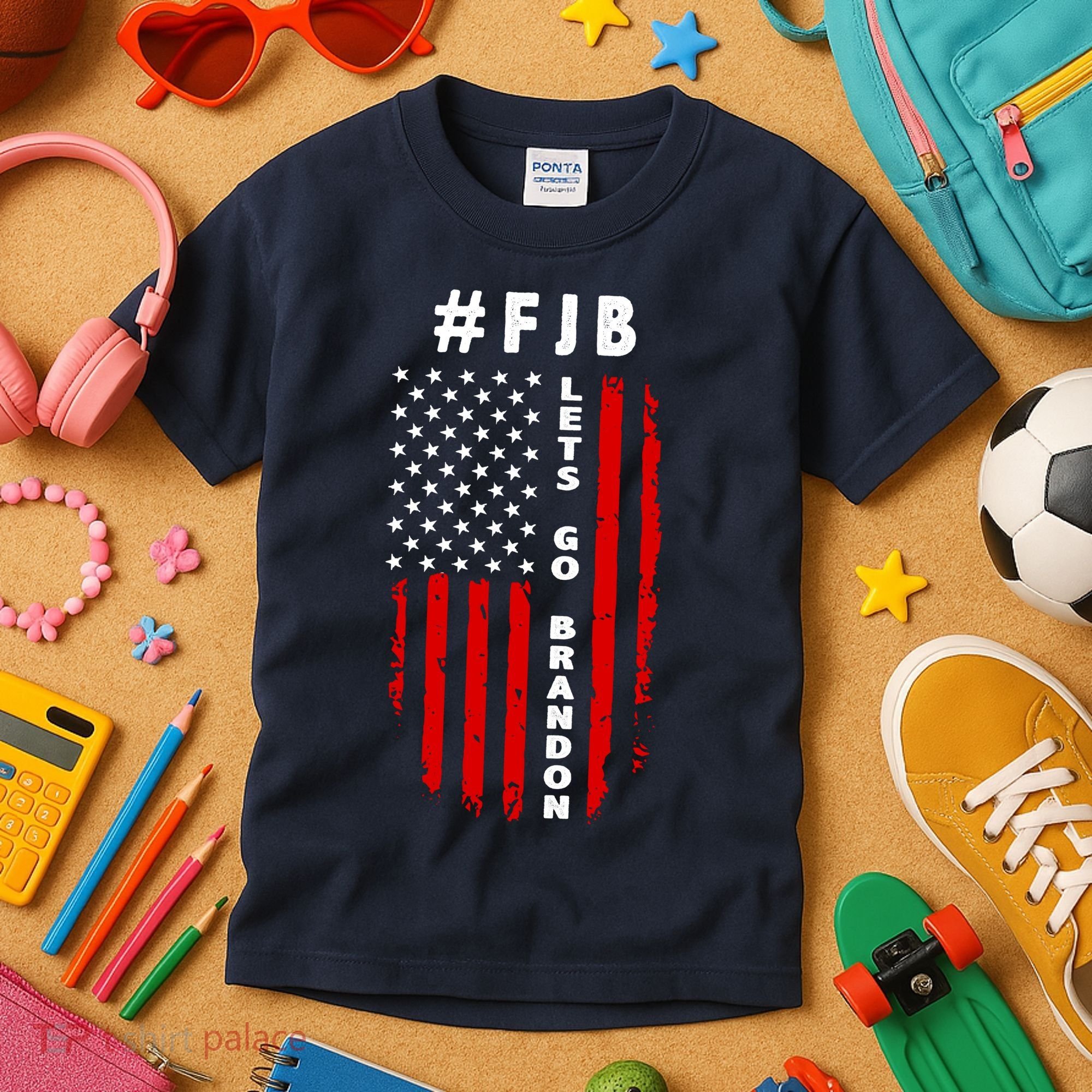 FJB Let's Go Brandon American Flag Kids T-Shirt