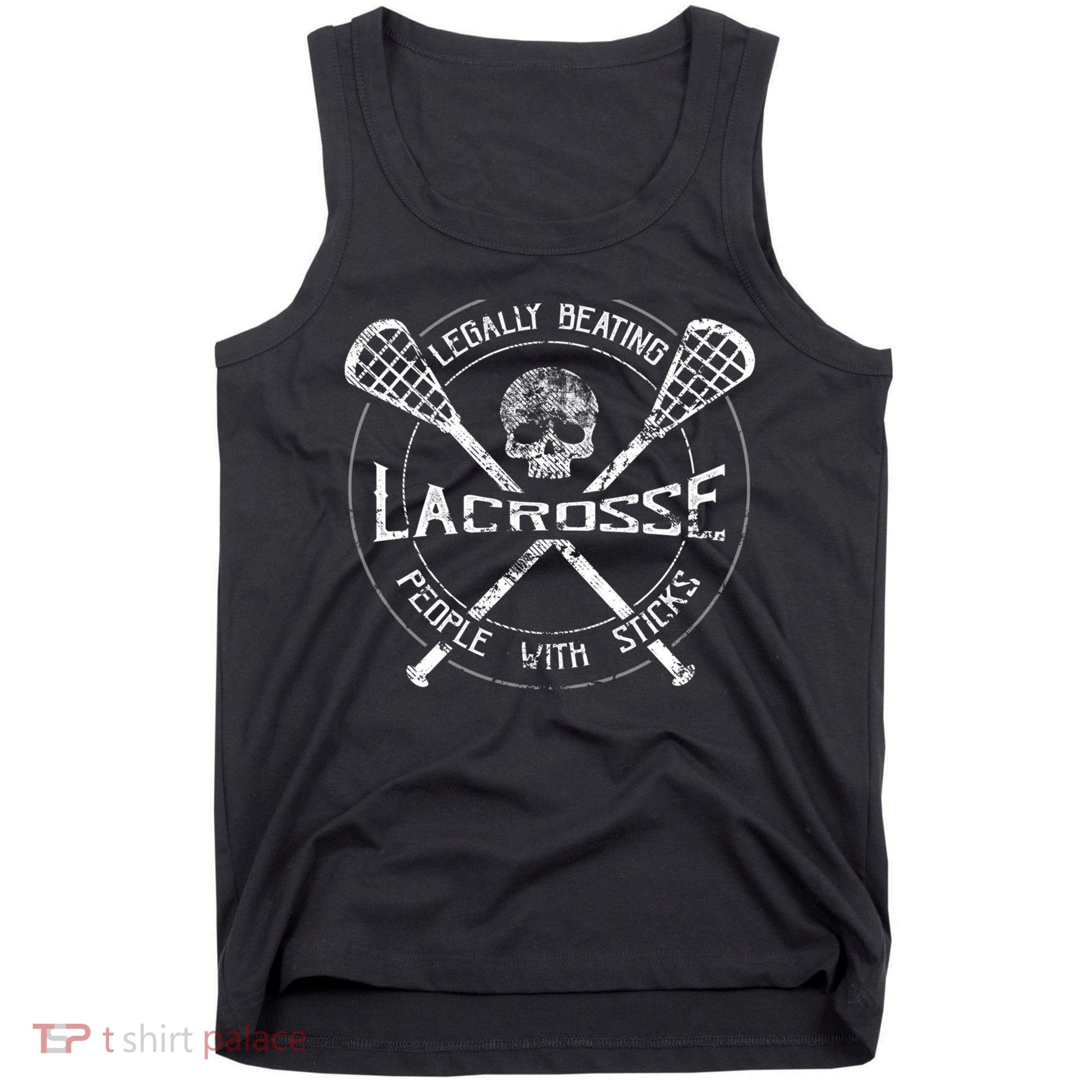Funny Lacrosse Gift Legally Beating People With Sticks Tank Top