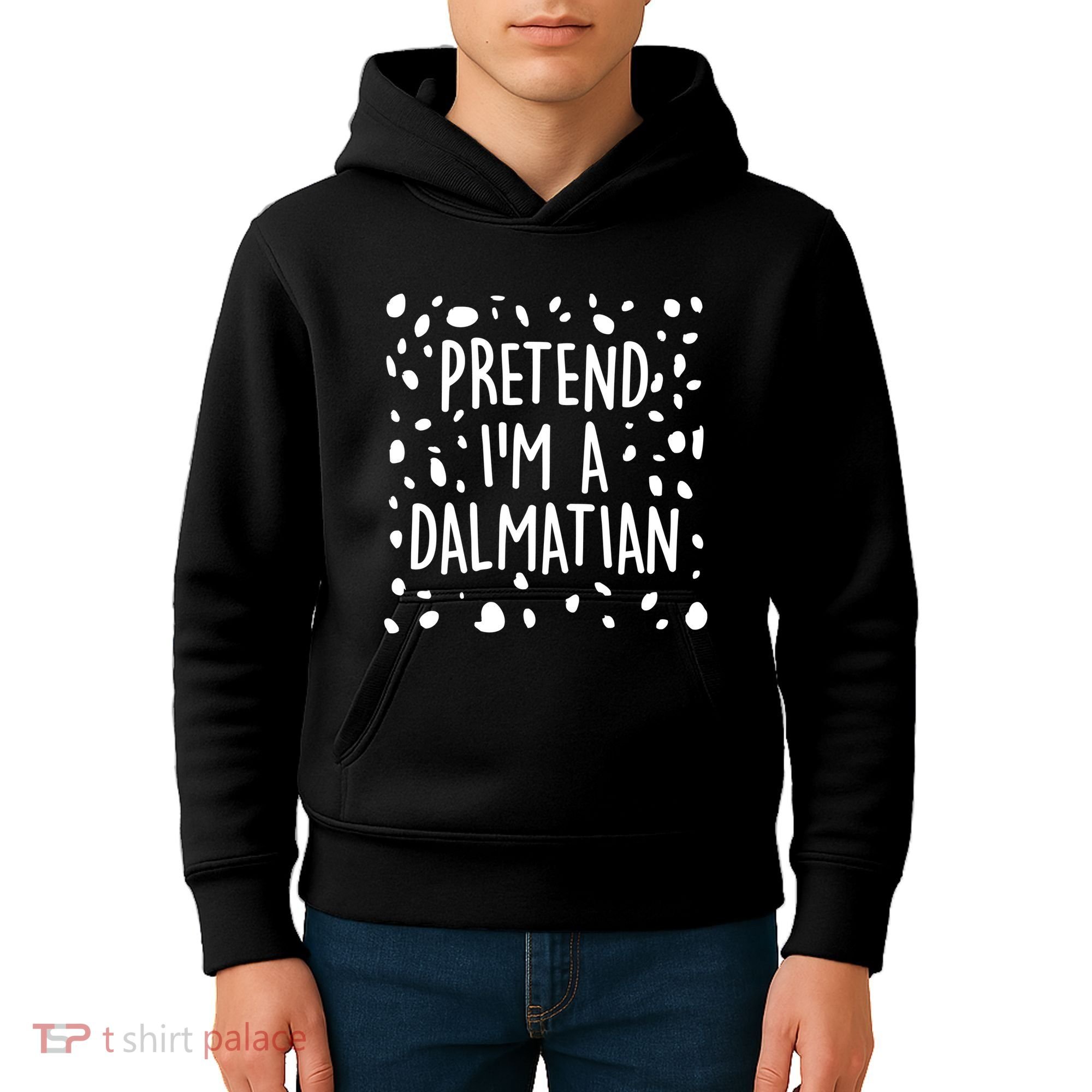Funny Lazy Halloween Costume Pretend I'm A Dalmatian Kids Hoodie
