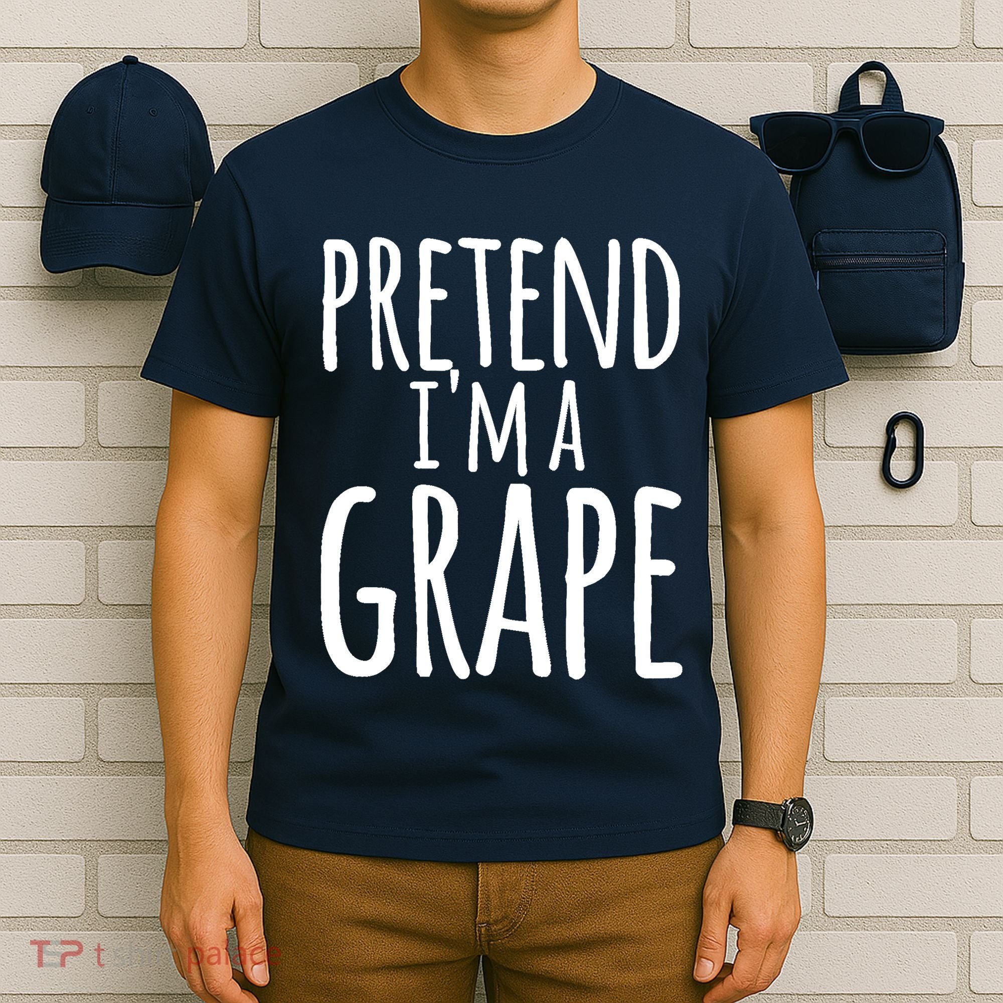 Funny Lazy Halloween Tee PRETEND I'M A GRAPE Costume T-Shirt