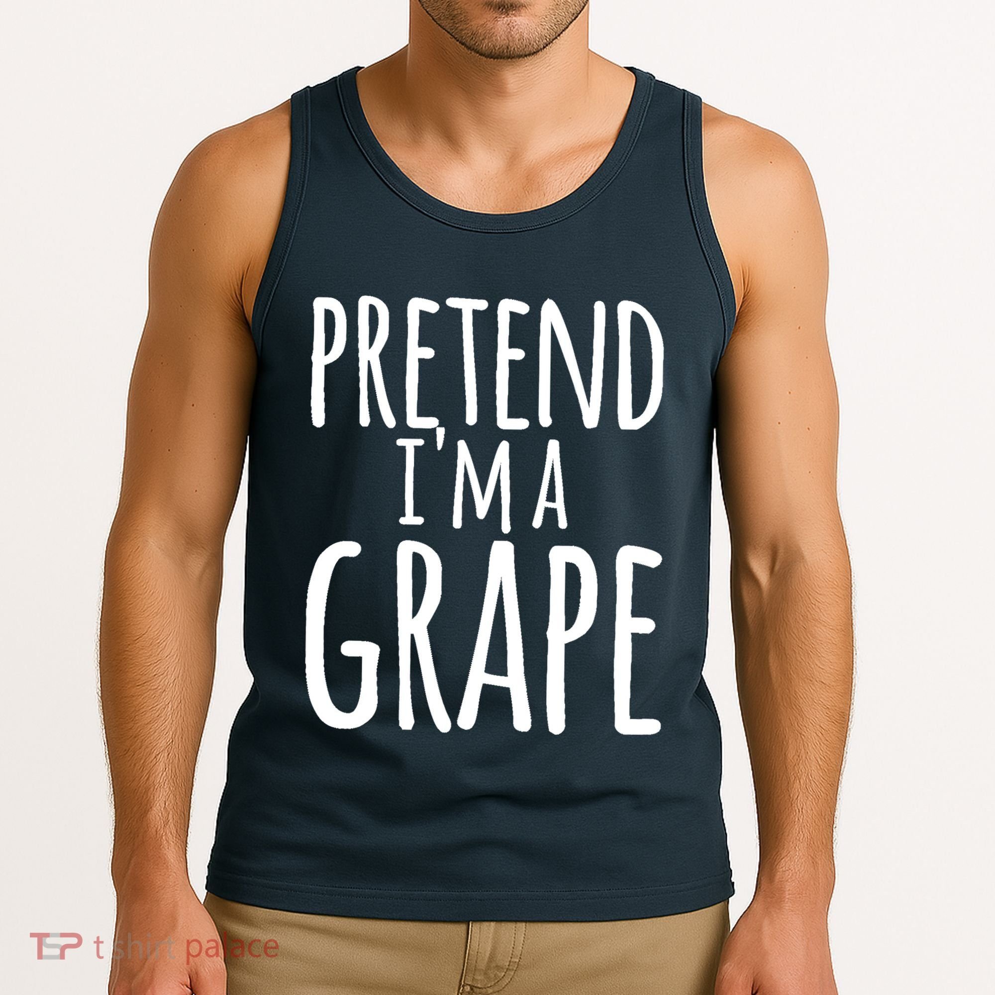 Funny Lazy Halloween Tee PRETEND I'M A GRAPE Costume Tank Top