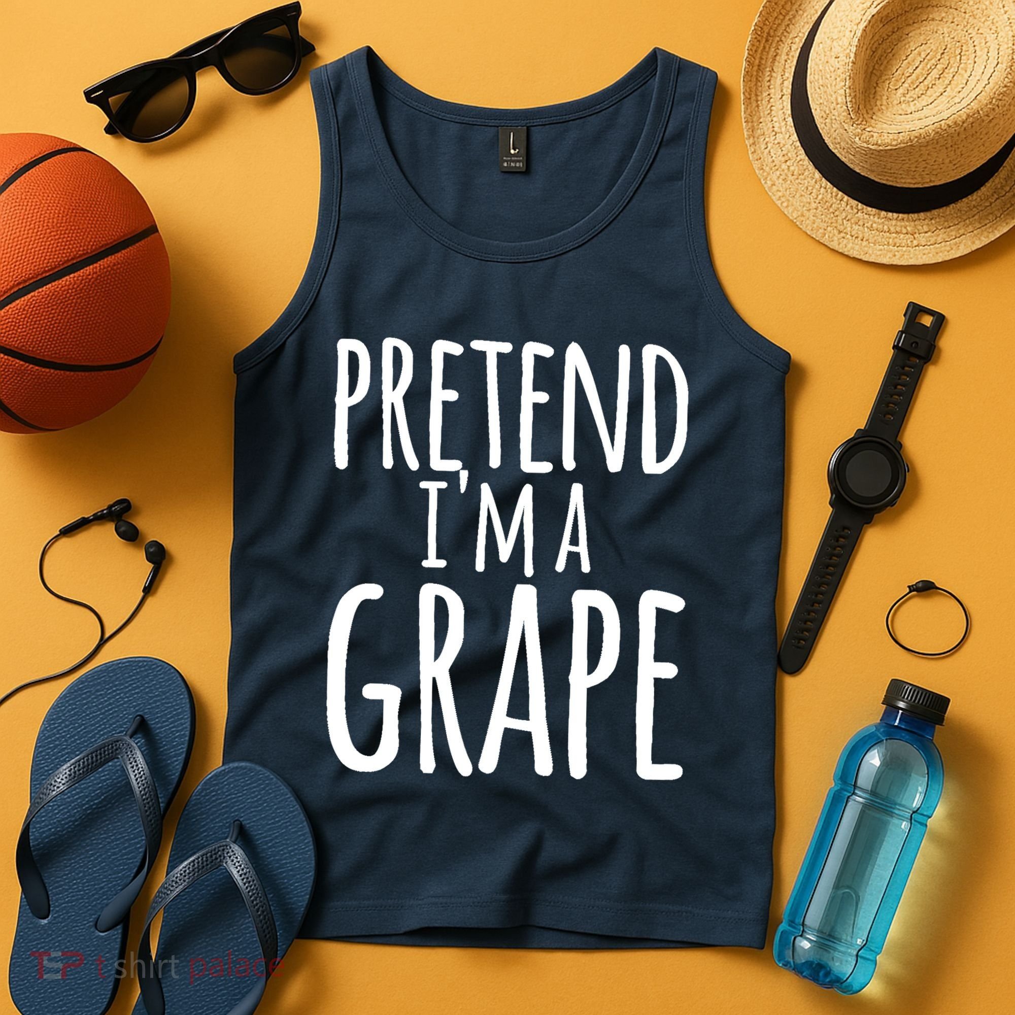 Funny Lazy Halloween Tee PRETEND I'M A GRAPE Costume Tank Top