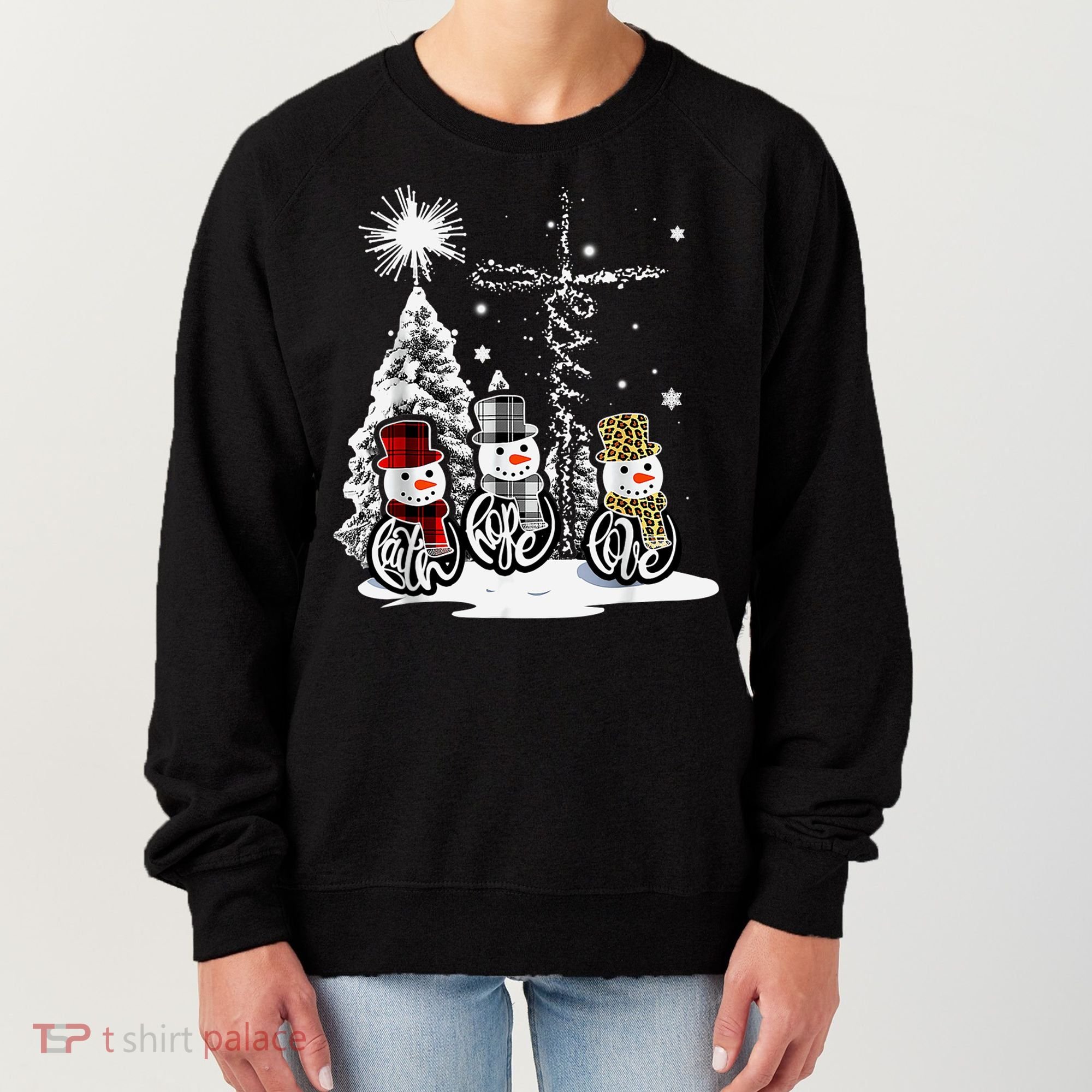 Faith Love Hope Cross Winter Snowman Women's Sweatshirt