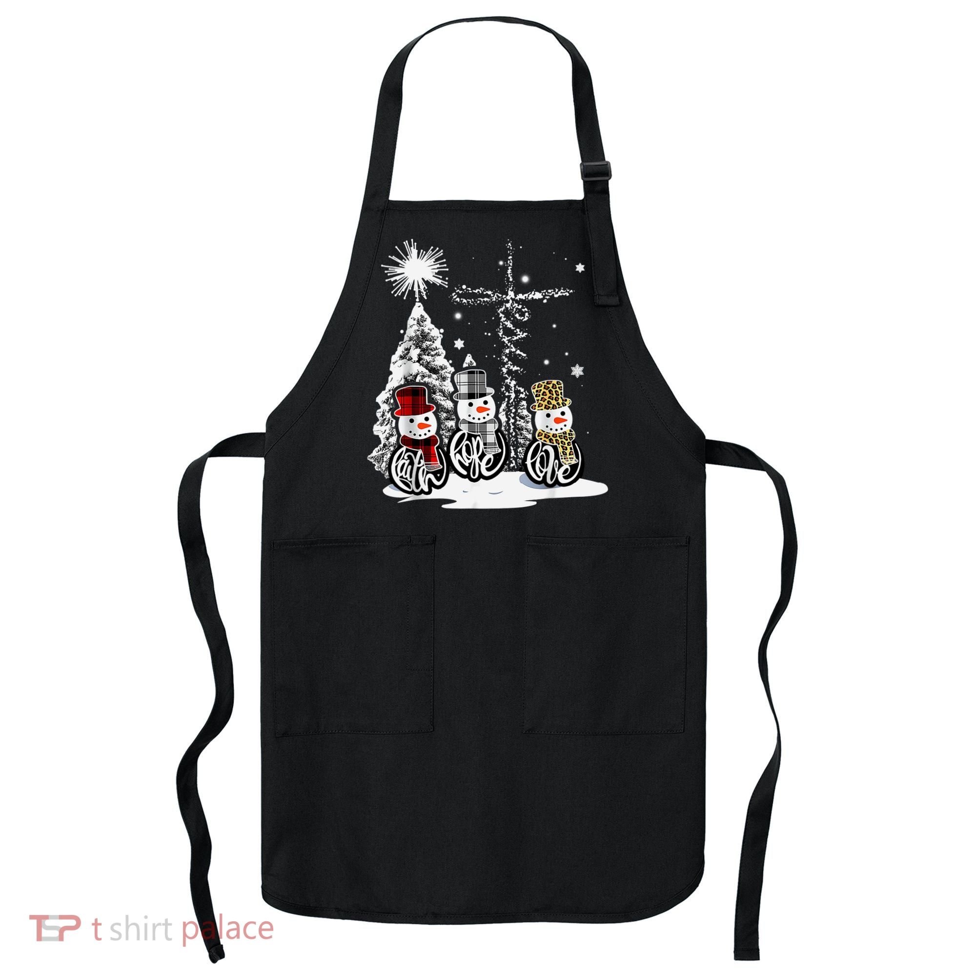 Faith Love Hope Cross Winter Snowman Apron