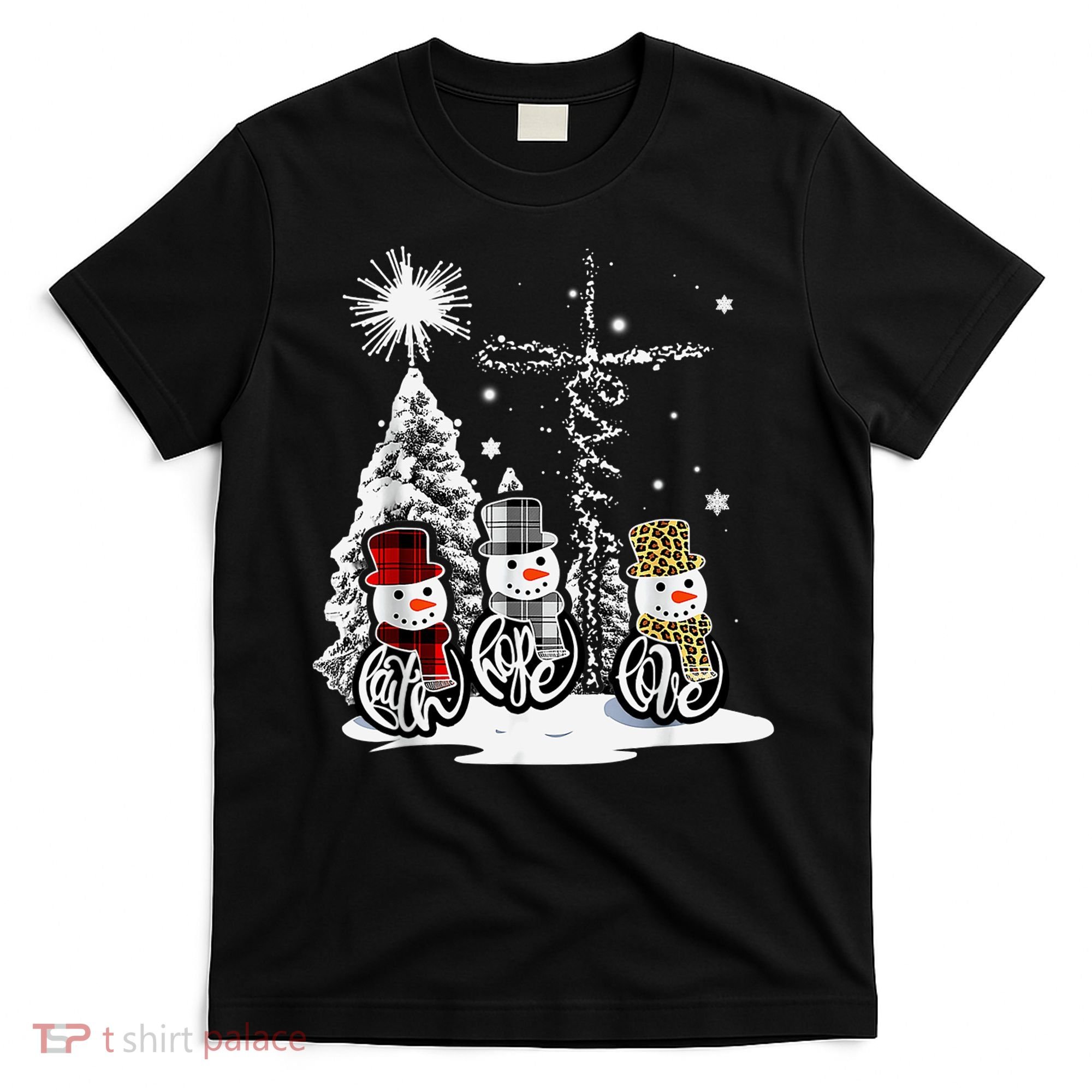Faith Love Hope Cross Winter Snowman T-Shirt