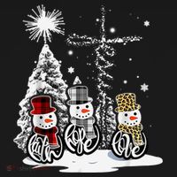 Faith Love Hope Cross Winter Snowman T-Shirt thumb 7
