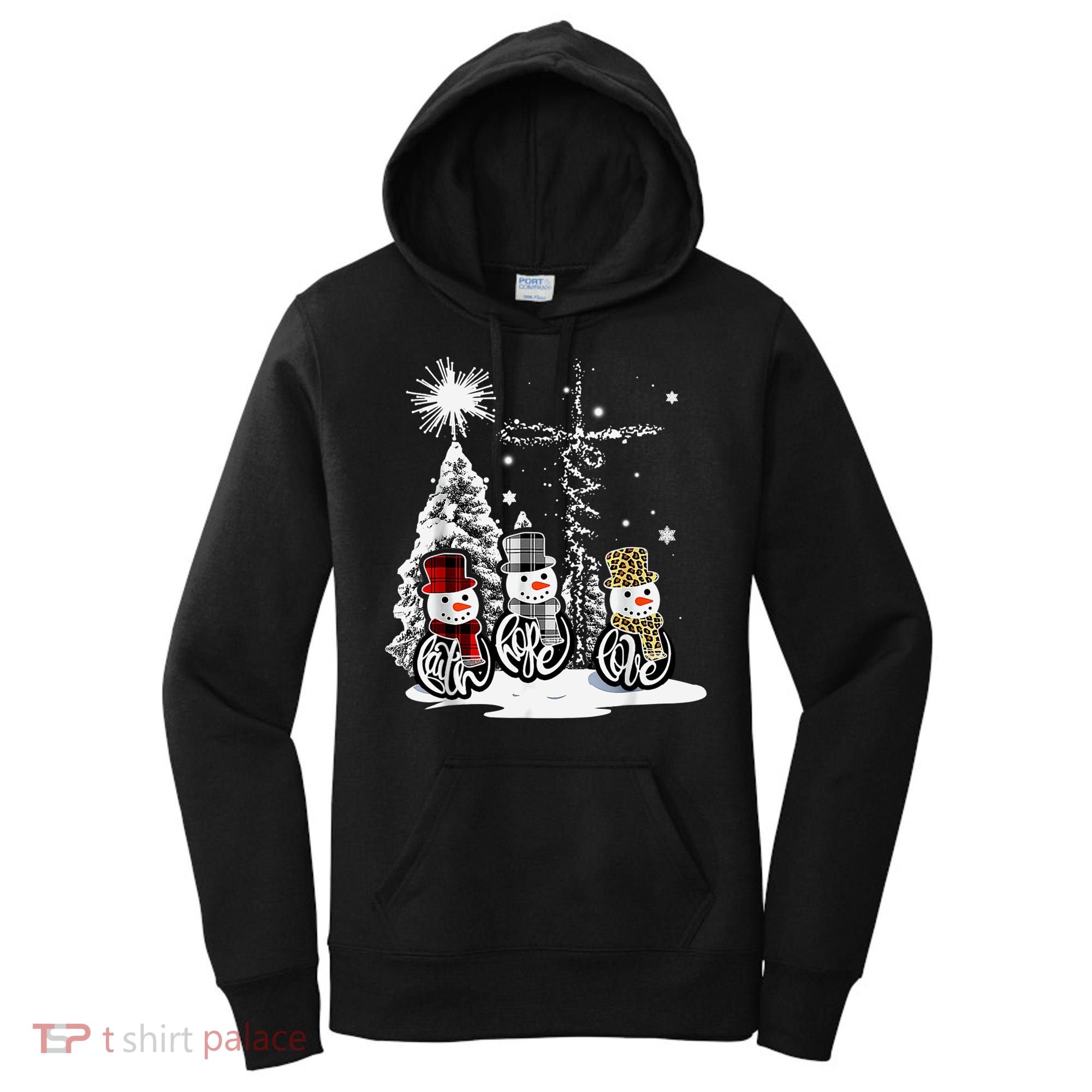 Faith Love Hope Cross Winter Snowman Women's Hoodie