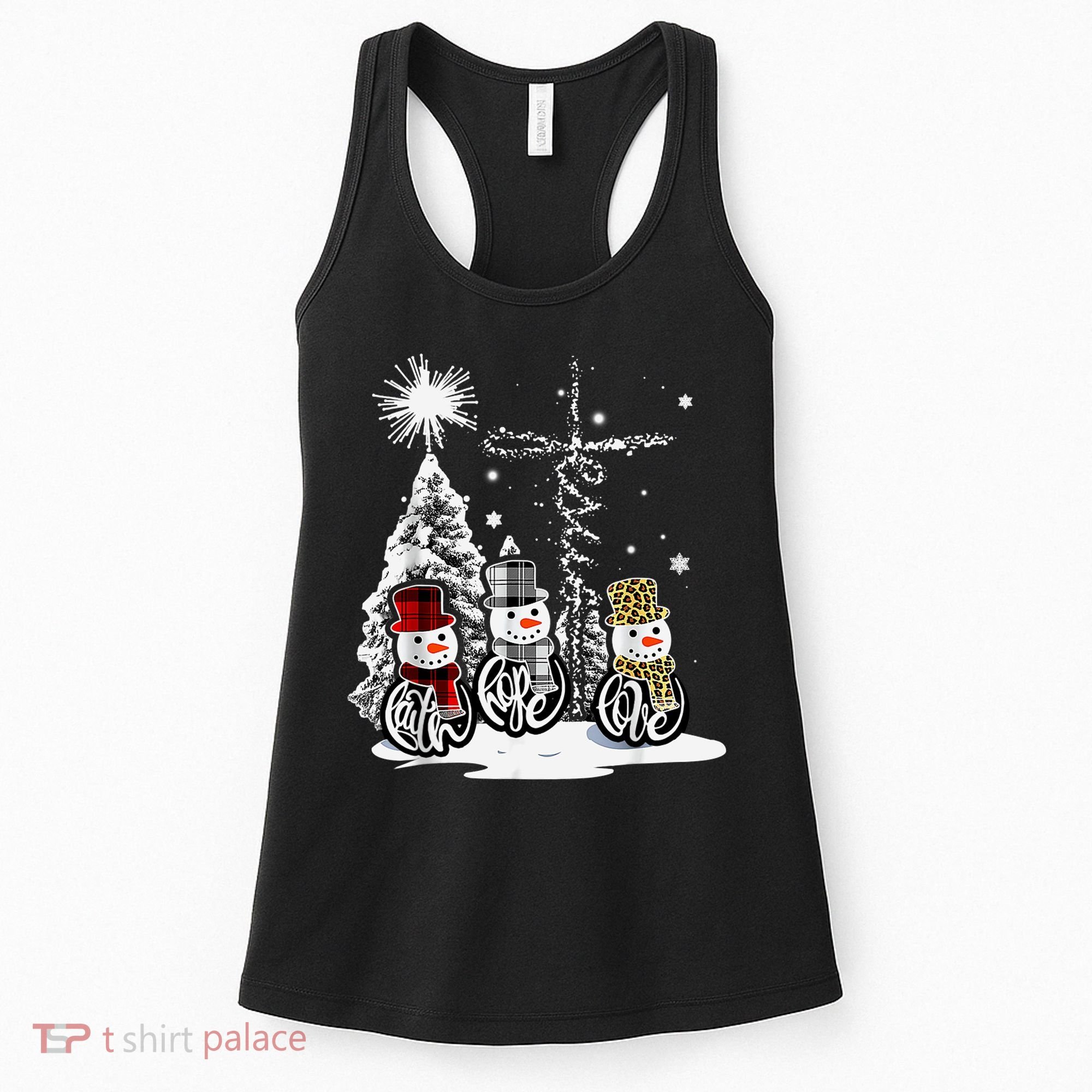 Faith Love Hope Cross Winter Snowman Women's Tank Top