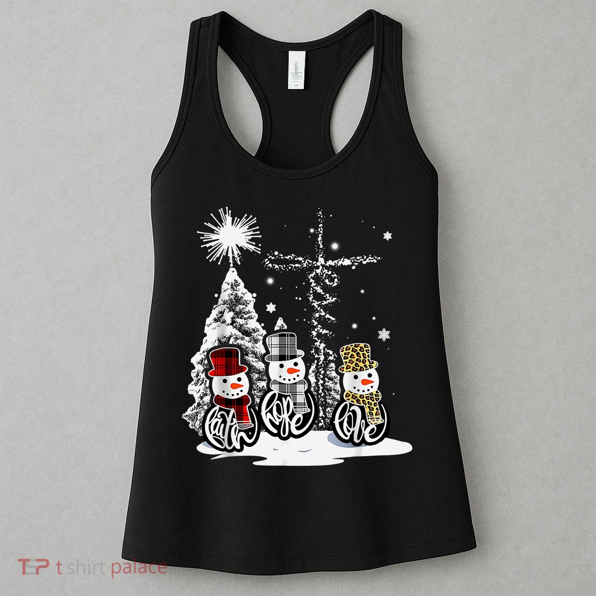 Faith Love Hope Cross Winter Snowman Women's Tank Top