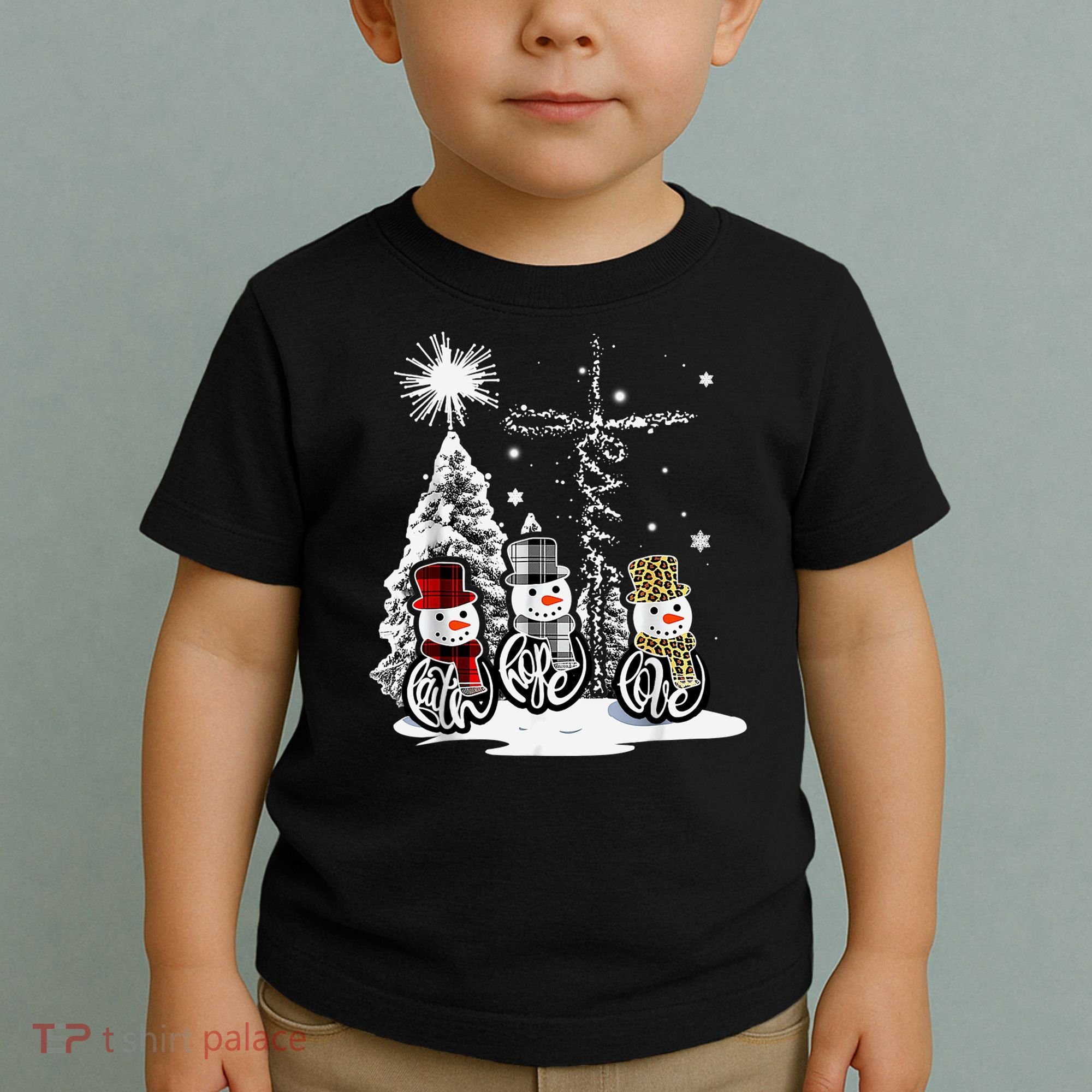 Faith Love Hope Cross Winter Snowman Toddler T-Shirt