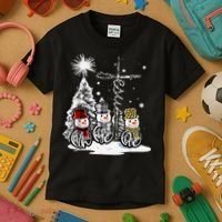Faith Love Hope Cross Winter Snowman Kids T-Shirt thumb 3
