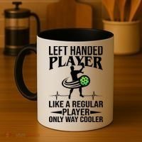 Funny Left Handed Player Like A Regular Player Only Cooler Pickle Paddle Ball Coffee Mug thumb 4