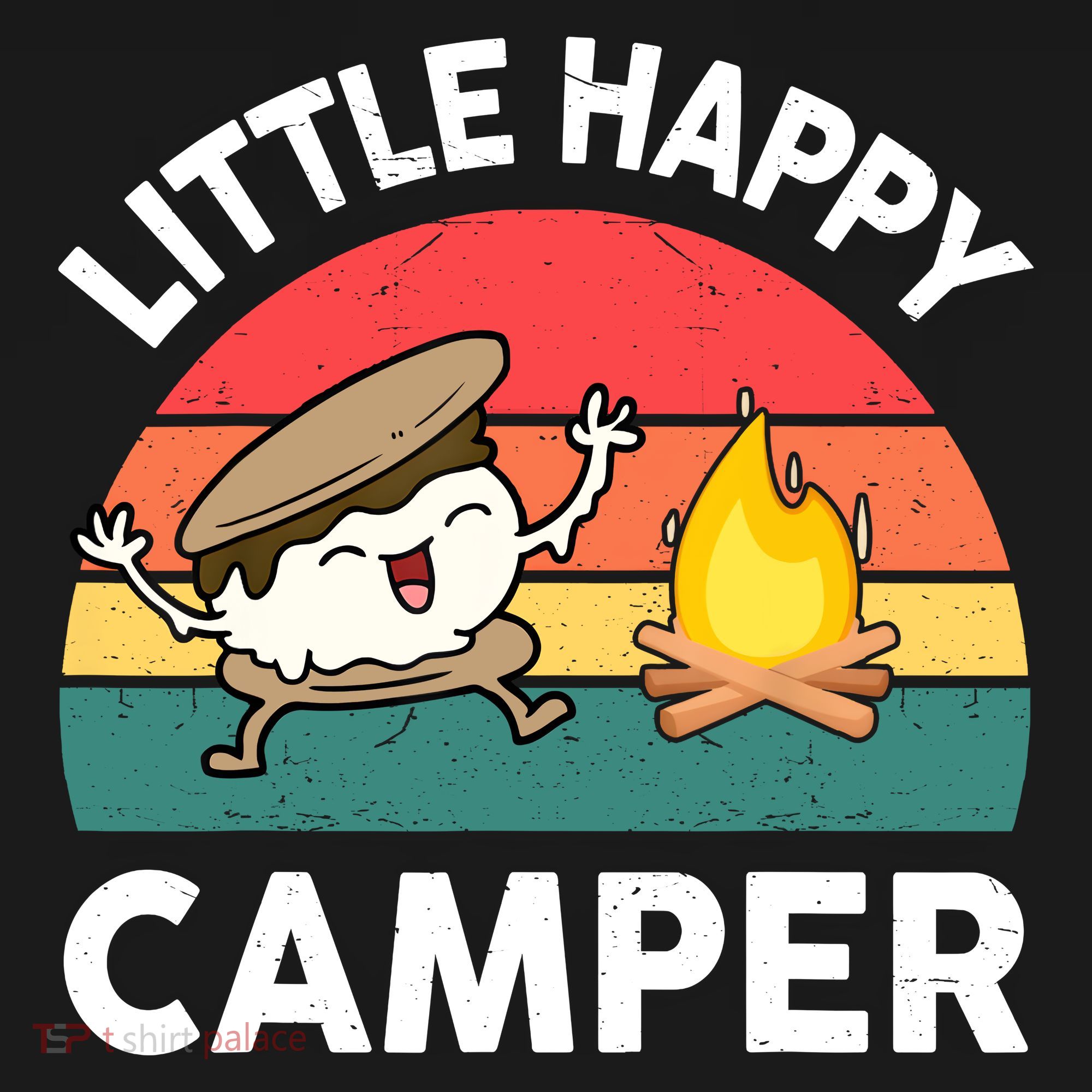Funny Little Happy Camper Boy Girl Smore Camping Polo