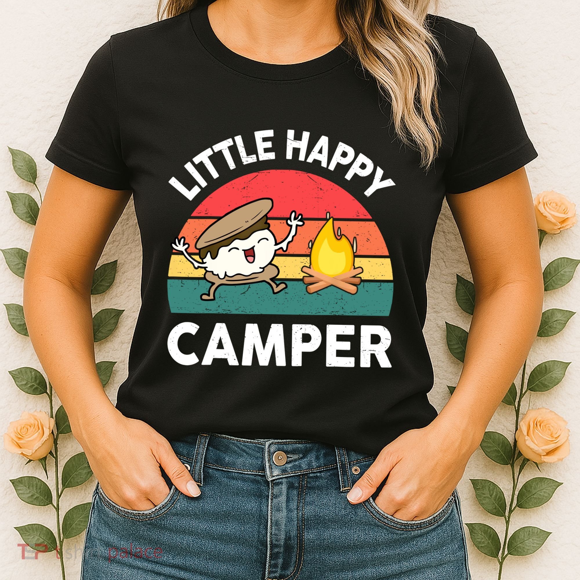 Funny Little Happy Camper Boy Girl Smore Camping Women's T-Shirt