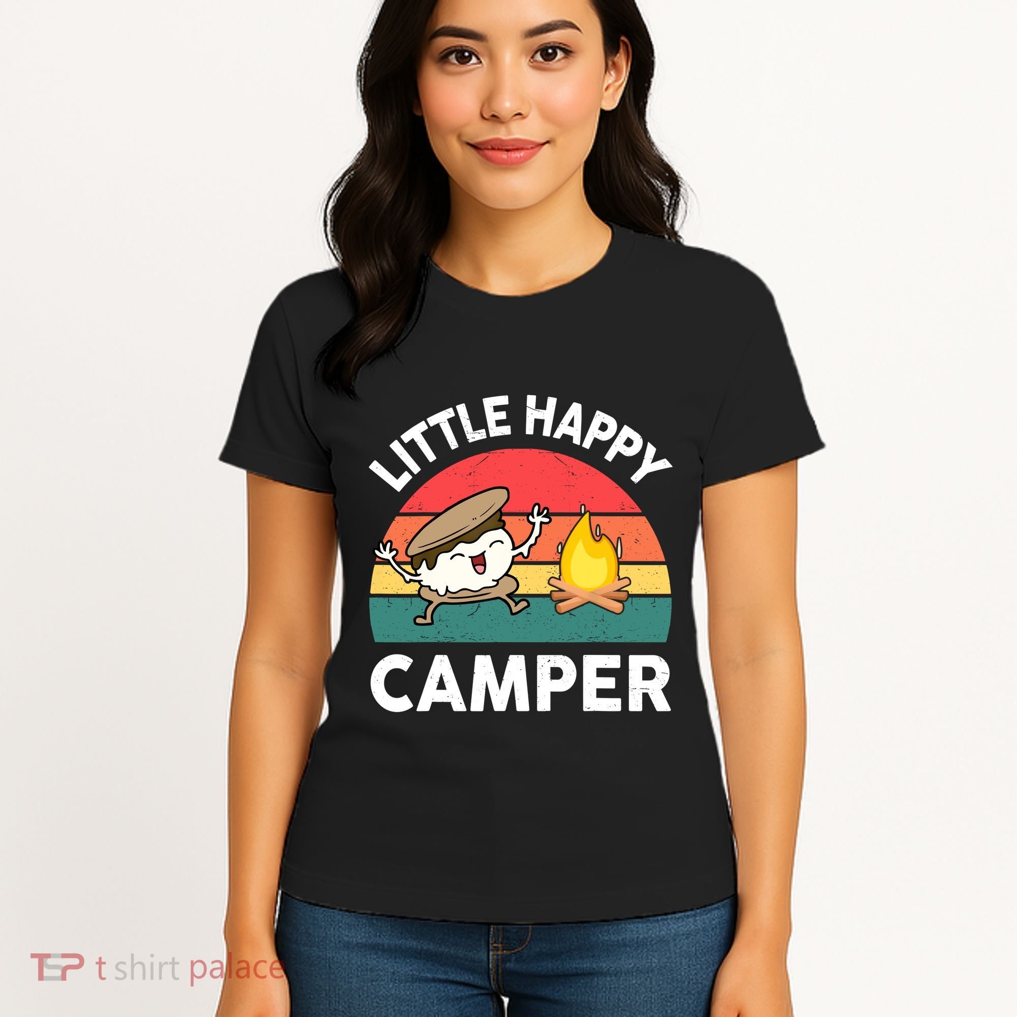 Funny Little Happy Camper Boy Girl Smore Camping Women's T-Shirt