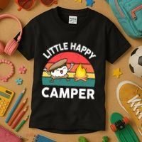 Funny Little Happy Camper Boy Girl Smore Camping Kids T-Shirt thumb 3