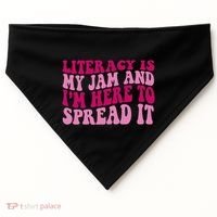 Funny Literacy Is My Jam And IM Here To Spread It USA-Made Doggie Bandana thumb 0