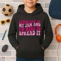 Funny Literacy Is My Jam And IM Here To Spread It Kids Hoodie thumb 2