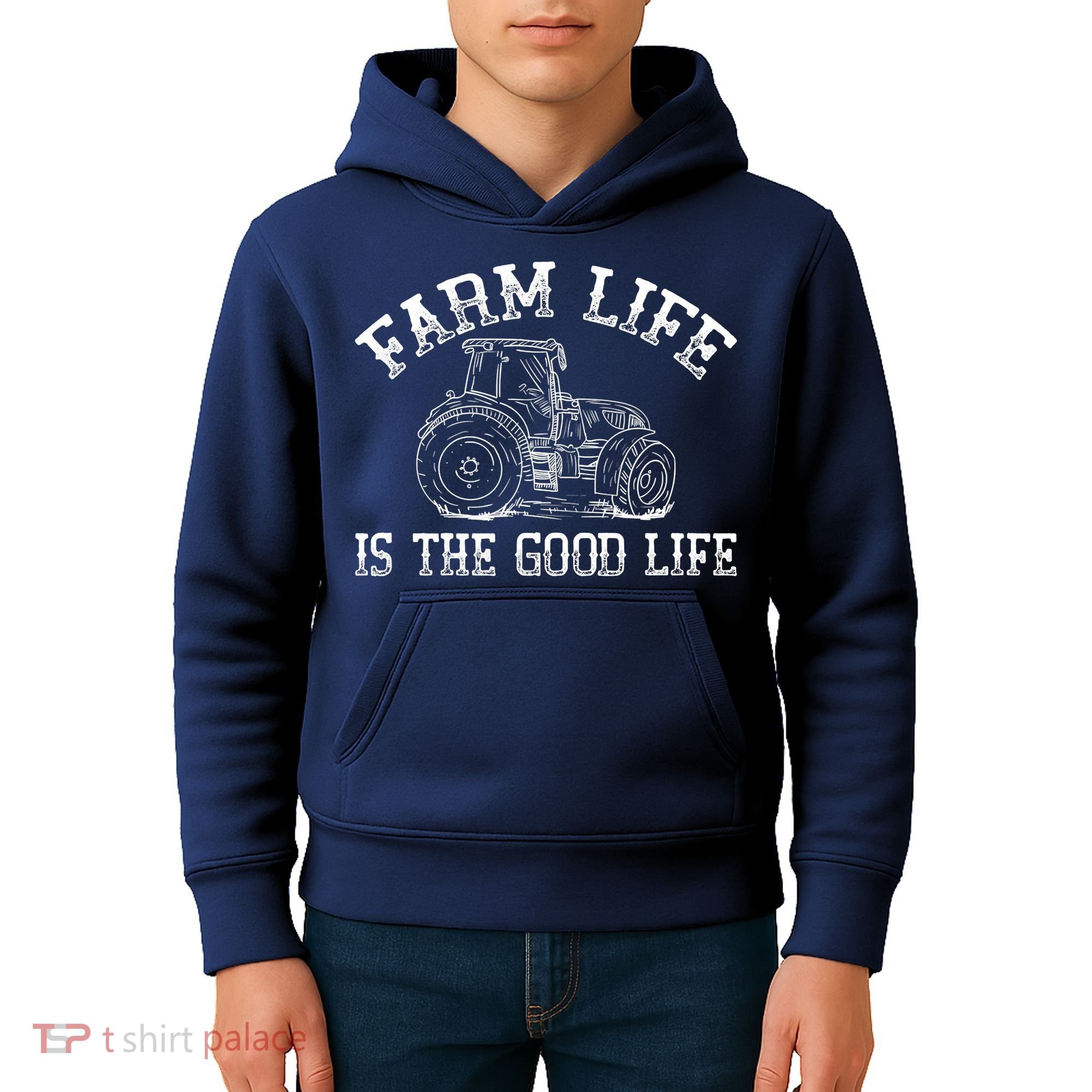 Farm Life Is The Good Life Farmer Tractor Kids Hoodie