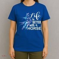 Funny Life Is Better With A Horse Gift Girls & Ladies Horses Gift T-Shirt thumb 4