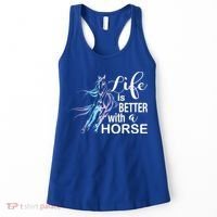 Funny Life Is Better With A Horse Gift Girls & Ladies Horses Gift Women's Tank Top thumb 0