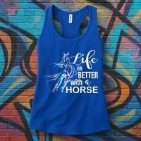 Funny Life Is Better With A Horse Gift Girls & Ladies Horses Gift Women's Tank Top thumb 3