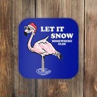 Flamingo Let It Snow Somewhere Else Christmas Gift Coaster thumb 0