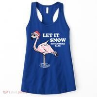 Flamingo Let It Snow Somewhere Else Christmas Gift Women's Tank Top thumb 0