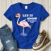 Flamingo Let It Snow Somewhere Else Christmas Gift Women's T-Shirt thumb 3