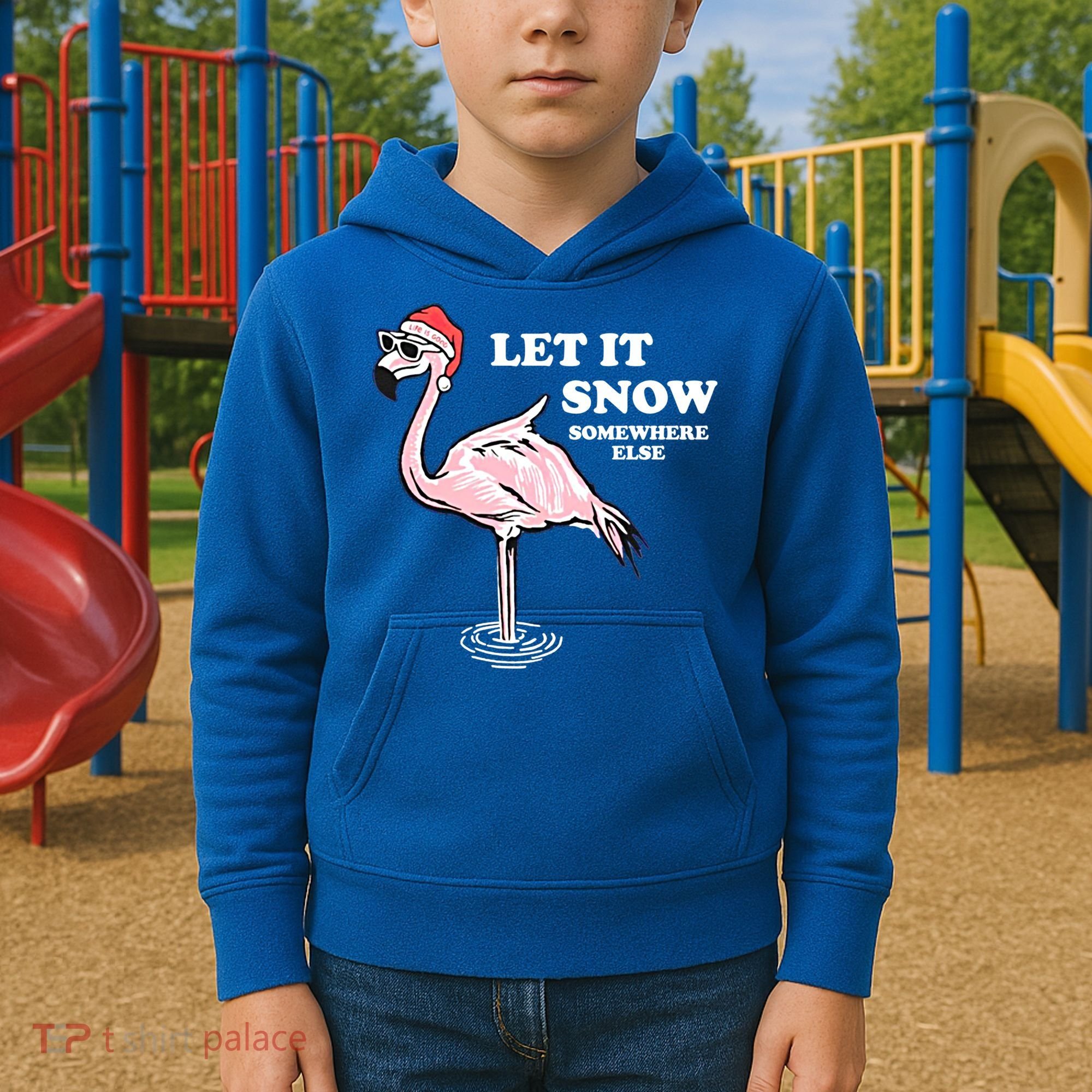 Flamingo Let It Snow Somewhere Else Christmas Gift Kids Hoodie