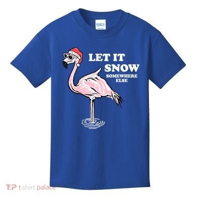 Flamingo Let It Snow Somewhere Else Christmas Gift Kids T-Shirt