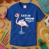 Flamingo Let It Snow Somewhere Else Christmas Gift Kids T-Shirt thumb 3