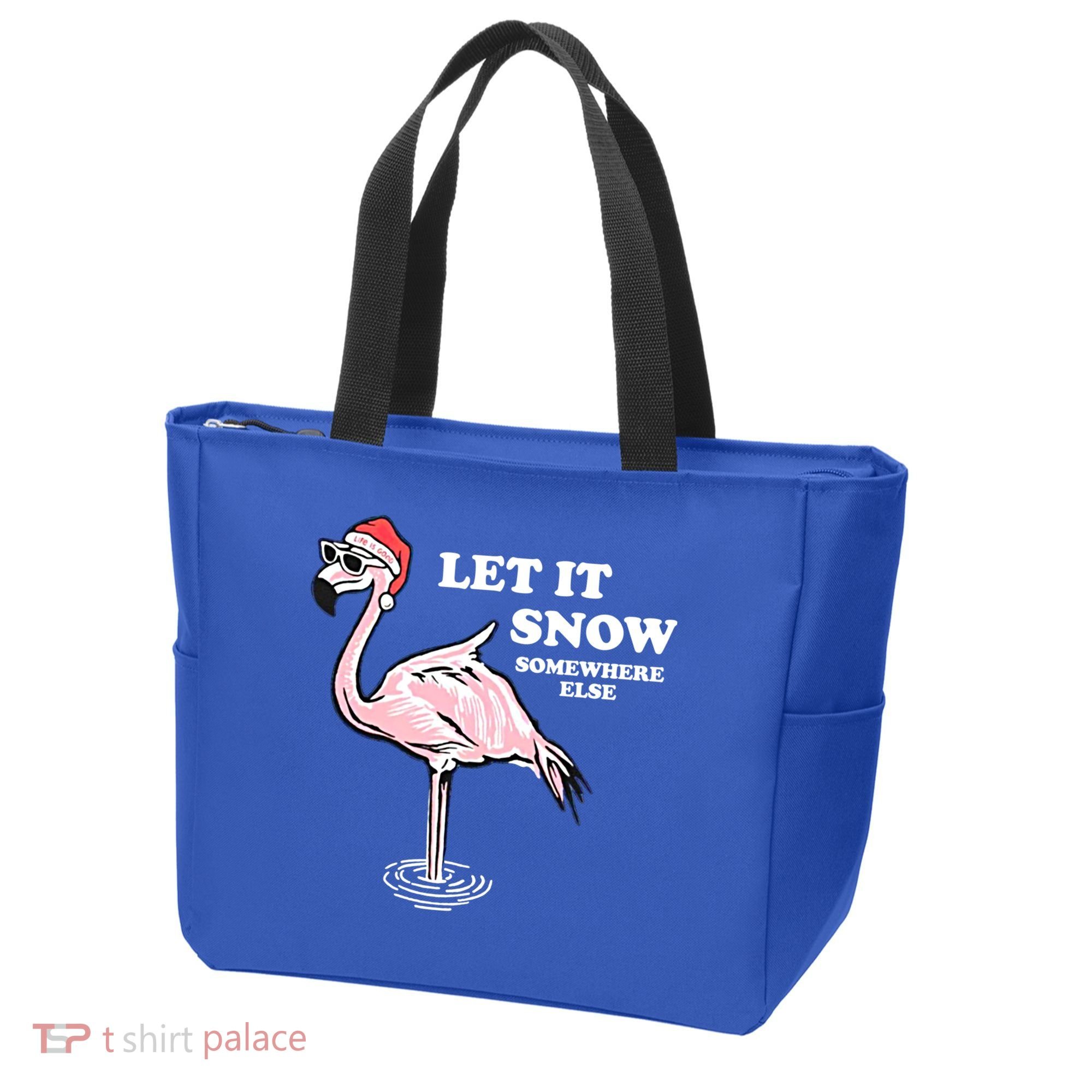 Flamingo Let It Snow Somewhere Else Christmas Gift Tote Bag