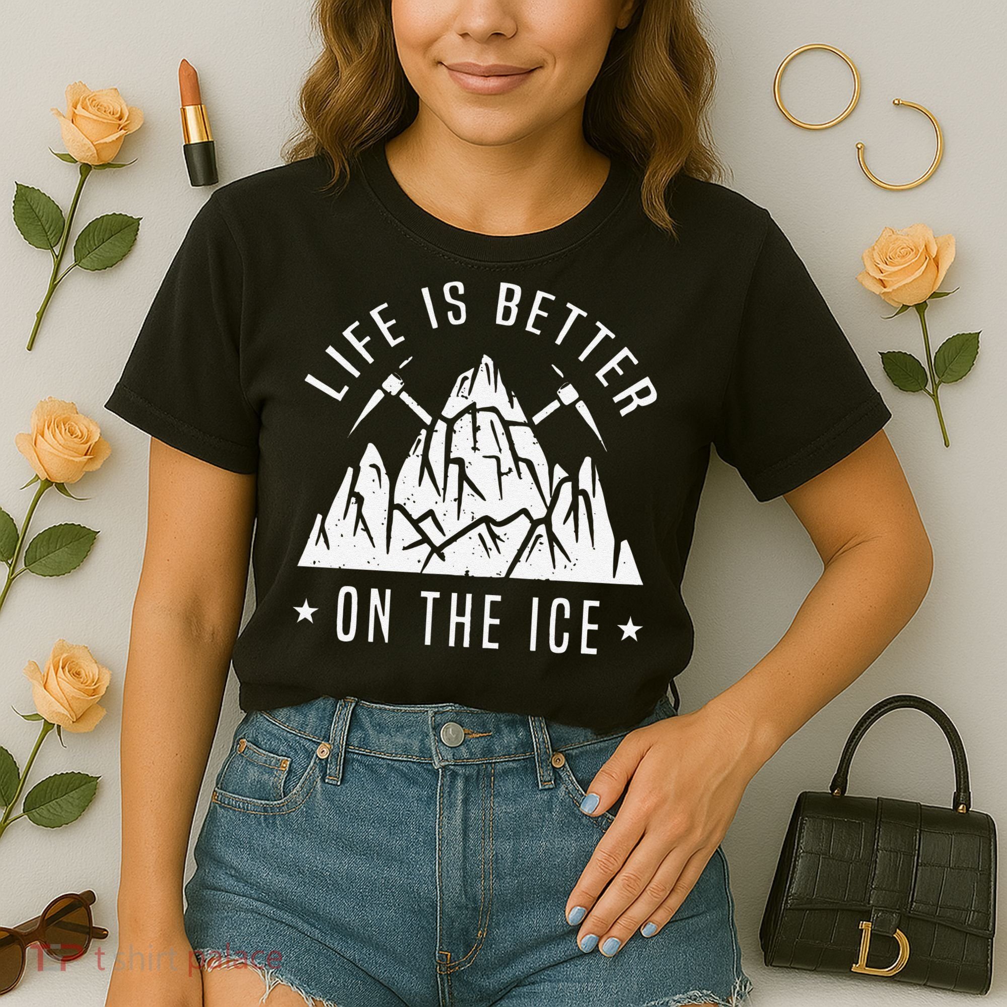 Funny Life Is Better On The Ice Mountaineering Snow Ice Climber Funny Comfort Colors Boxy T-Shirt